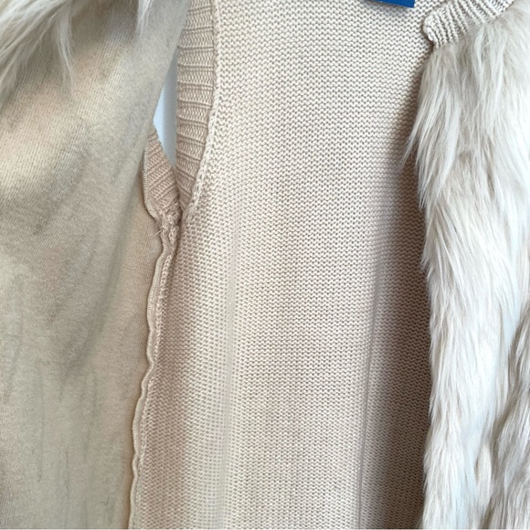 POTTER’S POT NWT Faux Fur Cardigan Vest in Taupe, Size Medium - Picture 6 of 9